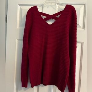 Love Ellie Women's Wine V-Neck Sweater